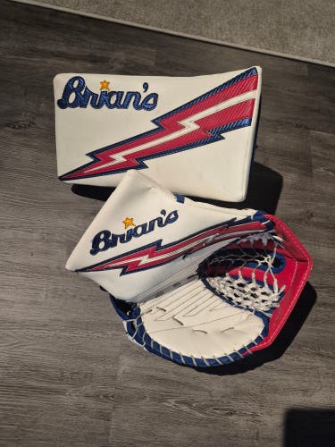 Brian's Iconik Pro Goalie Gloves custom Lightning graphic