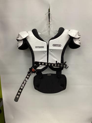 Used Battle Sports DEFENDER YOUTH XLARGE FB Shoulder Pads White XL 11851-S000051783