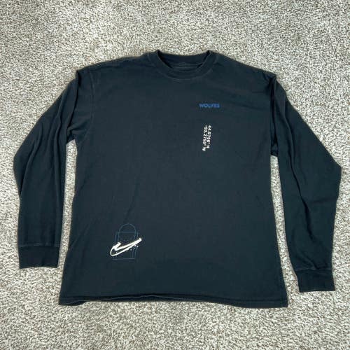 Minnesota Timberwolves Shirt Mens Large Black Nike NBA Long Sleeve Basketball T