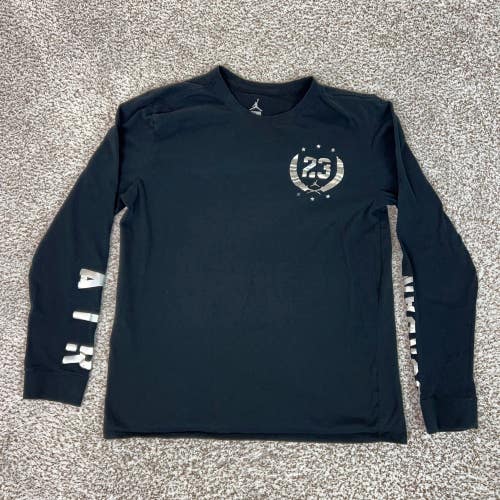 Jordan Shirt Mens Large Black Silver Metallic 23 Air Graphic Long Sleeve Tee T