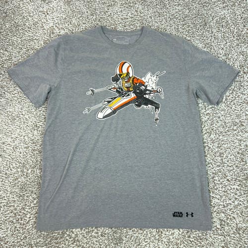 Under Armour Shirt Mens Large Gray Star Wars X Wing HeatGear Graphic T Shirt