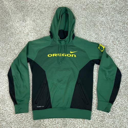 Oregon Ducks Hoodie Mens Small Green Black Nike Therma FIT Sweatshirt NCAA Logo