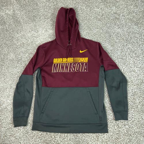 Minnesota Golden Gophers Hoodie Mens Large Maroon Gray Nike NCAA Sweatshirt Top