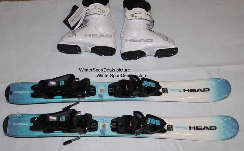 NEW 2027 HEAD 77cm little kids skis supershape adjustable bindings with mondo 16.5 / US 9 J1 boots