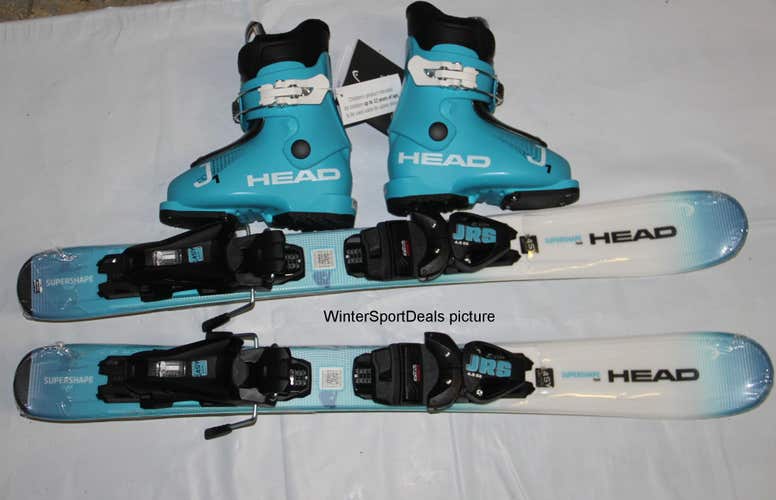NEW 2027 HEAD 77cm little kids skis supershape adjustable bindings with mondo 15.5 / US 8 J1 boots