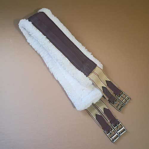 48" Synthetic Fleece-Lined English Girth – Double Elastic & Roller Buckles