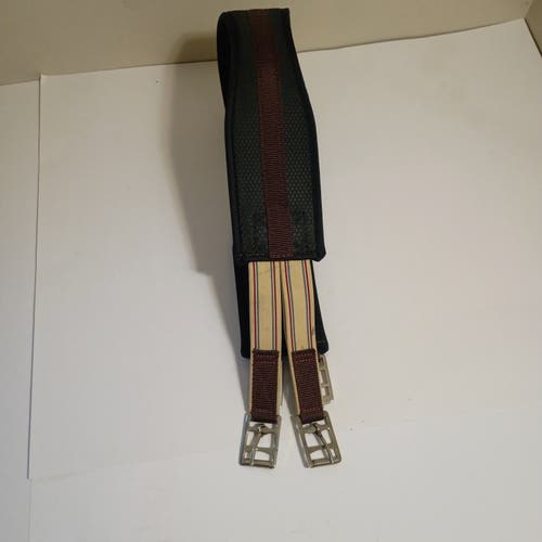 48" Synthetic English Girth – Roller Buckles & Elastic Ends – Black / Brown