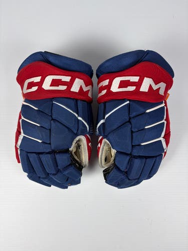 Used 14" CCM HGPJSPP Pro Stock Hockey Gloves - Red/White/Blue