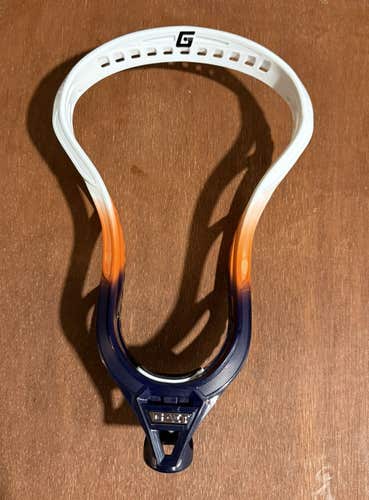 New Gait Mustang Unstrung Lacrosse Head Dyed Orange, Blue & White