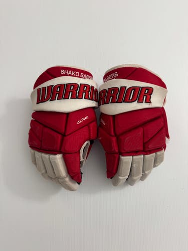 Used 14" Warrior Alpha Pro Stock Hockey Gloves - Red/White