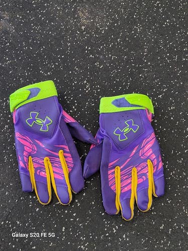 Used Under Armour BB/SB Batting Gloves Purple XL 11849-S000044030