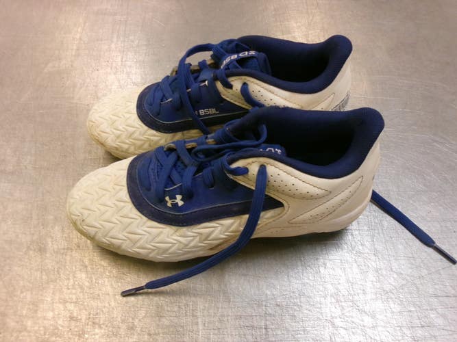 Used Under Armour BSBL BB/SB Cleats Navy And White Junior 02.5 11339-S000206579