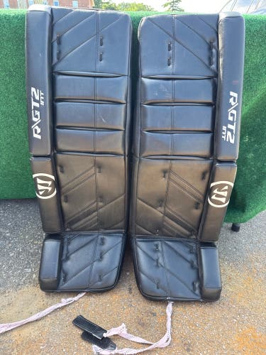 Black Intermediate Warrior Ritual GT2 Goalie Leg Pads (Used) | 32”+1”