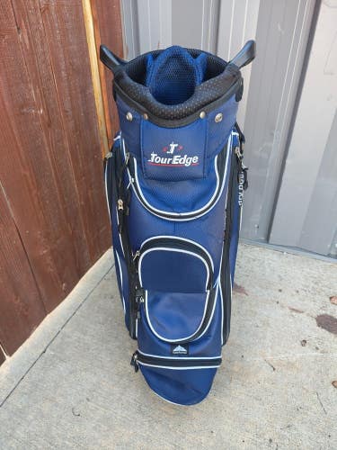Tour Edge 15 Way Divider Golf Cart Golf Bag Blue/Black/White w Raincover