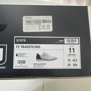 Footjoy Traditions Mens Golf Shoes White/Black/Red Size 11 NEW IN BOX