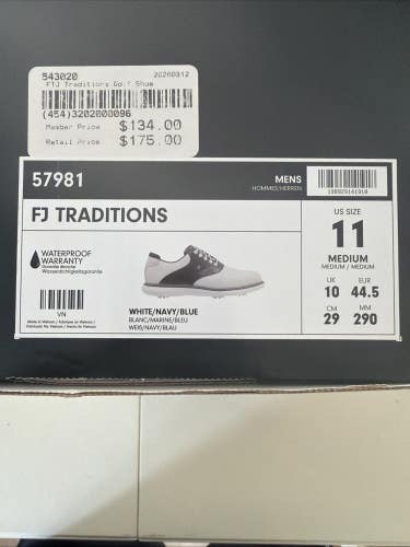 Footjoy Traditions Mens Golf Shoes White/Navy/Blue Size 11 NEW IN BOX