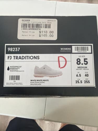 FootJoy Traditions Womens Golf Shoes White/White/White Size 8.5 NEW IN BOX