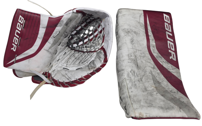 Bauer Mach Goalie Glove And Blocker Pro Stock NCAA Hyperlite 2 Used (15727)