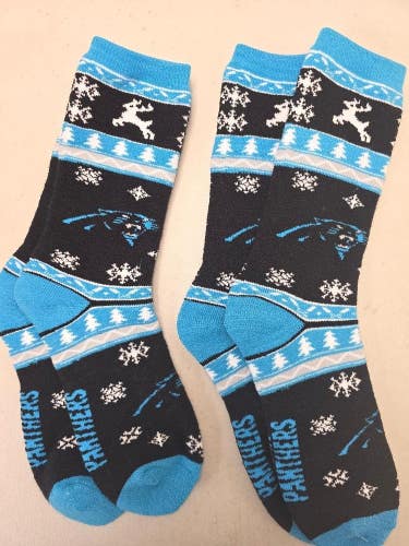 ST30 Mens NFL CAROLINA PANTHERS LOT of 2 Socks Medium 5-10 NEW