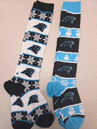 ST53 Mens NFL CAROLINA PANTHERS LOT of 2 Socks Medium 5-10 NEW