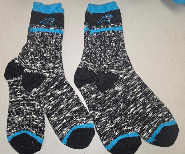 ST9 Mens NFL CAROLINA PANTHERS LOT of 2 Pair of Socks Large 8-13 NEW