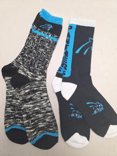 ST14 Mens NFL CAROLINA PANTHERS LOT of 2 Pair of Socks Large 8-13 NEW