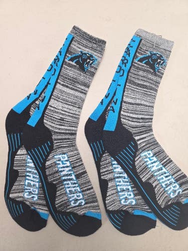 ST16 Mens NFL CAROLINA PANTHERS LOT of 2 Pair of Socks Large 8-13 NEW