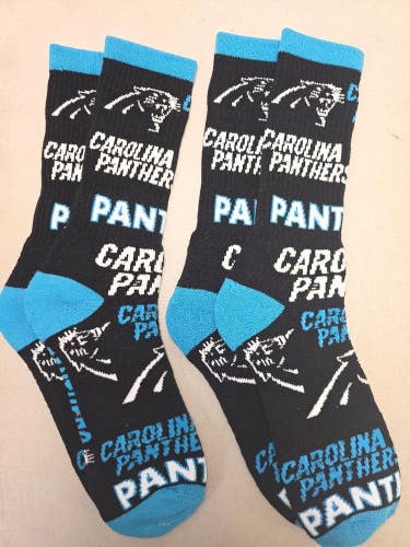 ST21 Mens NFL CAROLINA PANTHERS LOT of 2 Pair of Socks Large 8-13 NEW