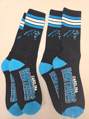 ST42 Mens NFL CAROLINA PANTHERS LOT of 2 Pair of Socks Large 8-13 NEW