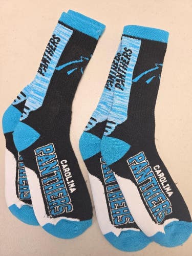 ST43 Mens NFL CAROLINA PANTHERS LOT of 2 Pair of Socks Large 8-13 NEW