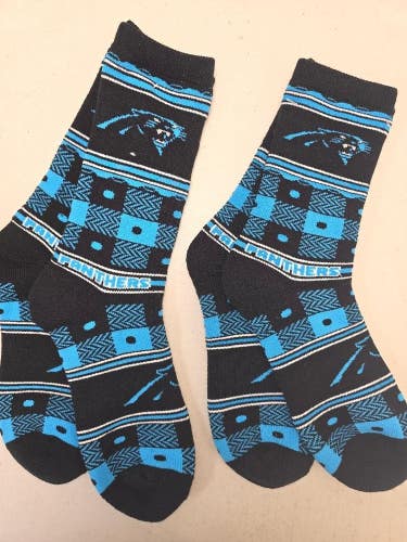 ST45 Mens NFL CAROLINA PANTHERS LOT of 2 Pair of Socks Large 8-13 NEW