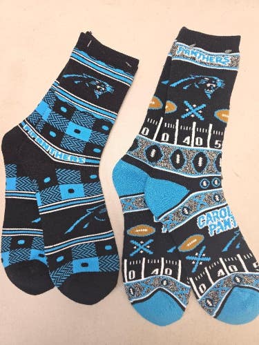 ST46 Mens NFL CAROLINA PANTHERS LOT of 2 Pair of Socks Large 8-13 NEW