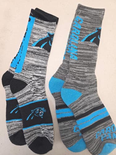 ST50 Mens NFL CAROLINA PANTHERS LOT of 2 Pair of Socks Large 8-13 NEW