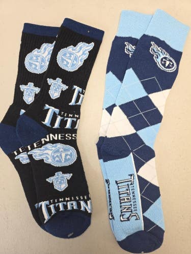 ST11 Mens NFL TENNESSEE TITANS LOT of 2 Pair of Socks Large 8-13 NEW