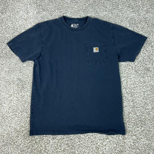 Carhartt Shirt Mens Medium Blue Loose Fit Pocket Workwear Crewneck Tee T Cotton