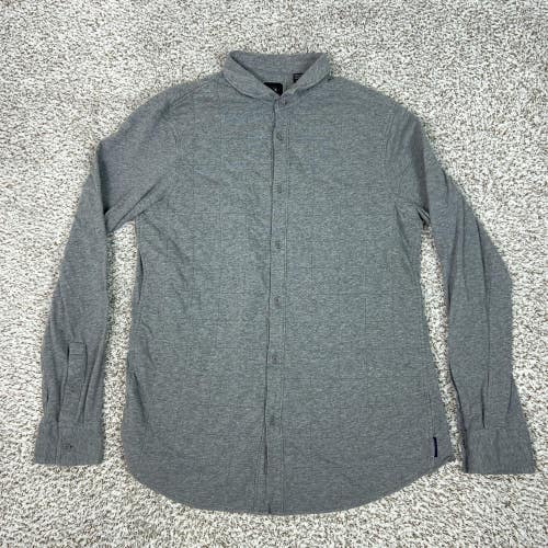 Armani Exchange Shirt Mens Large Gray Solid Long Sleeve Slim Button Office Work