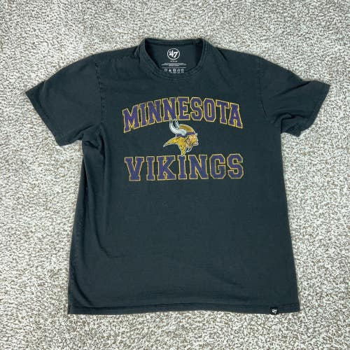 Minnesota Vikings Shirt Mens Medium Black NFL Football '47 Basic Tee Shirt T