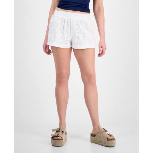 Planet Heart Boxer Shorts Women Large Juniors White Eyelet Elastic Waist PALL509