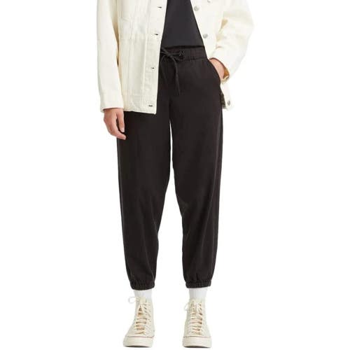 Levi's Off Duty Jogger Pants Womens S Black Drawstring Waist Tapered Leg PALL623