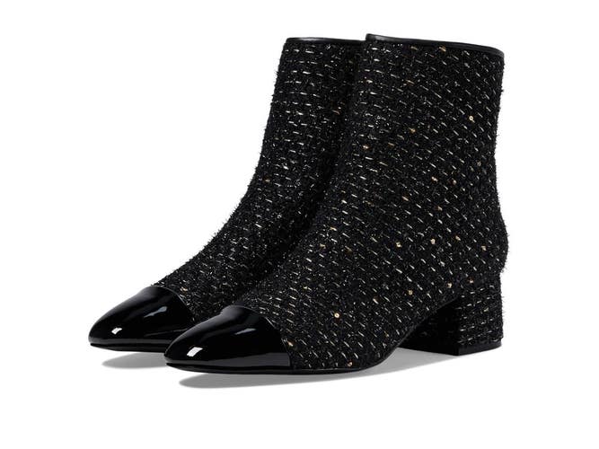 Steve Madden Eiffel Boots Women's US 7 M Black Leather Cap Toe Bootie HTAT1732
