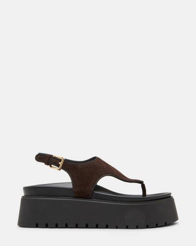 Steve Madden Tabor TABO03S1 Sandals Women's US 8 M Brown Platform Thong HTAT1673