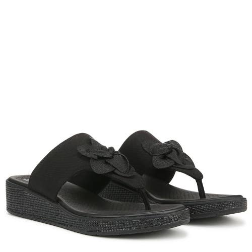 LifeStride Bloom Sandals Womens 6.5 B Black Floral Toe Post Wedge Thong HTAT1801