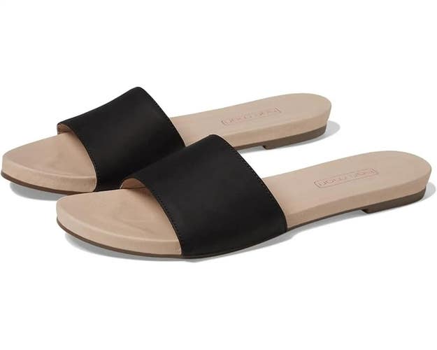 Hari Mari Sydney Sandals Women's US 8 M Black Leather Open Toe Slide HTAT1838