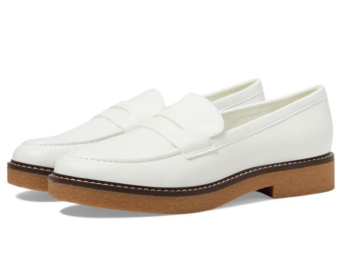 Bandolino Farley Loafers Women's US 7 M Cream Leather Comfort Shoes HTAT1741