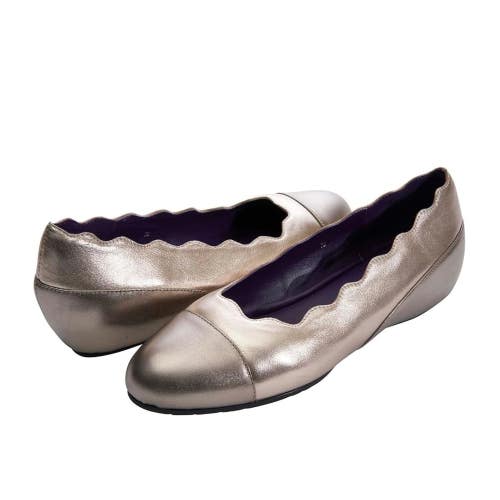 Vaneli Picot Ballet Flat Women's 8.5 B Gray Metallic Round Toe Slip On HTAT1742