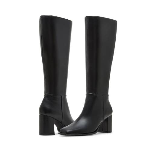 Madden Girl Magnolia Women's 10 M Black Leather Block Heel Riding Boots HTAT1855