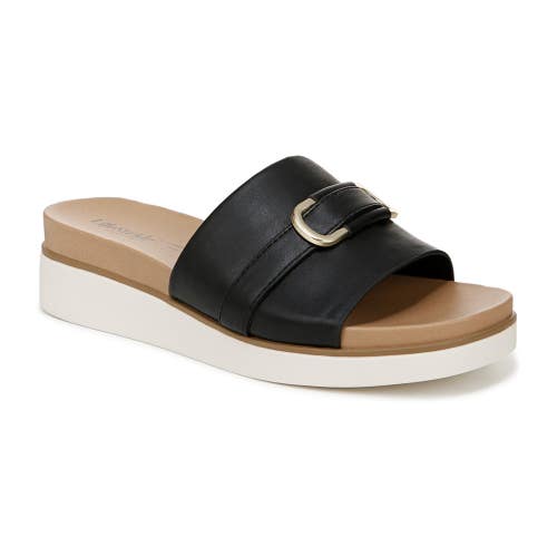 Lifestride Genevieve Sandals Women's 11 W Black Leather Slip On Slide HTAT1786