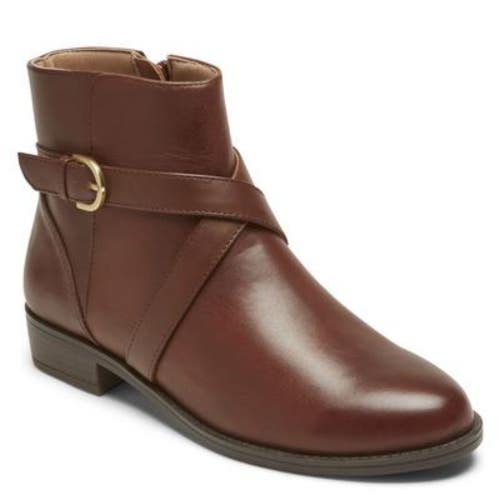 Rockport Vicky CI9745 Boots Women 5 Brown Leather Side Zip Ankle Bootie HTAT1751