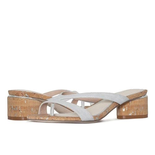 Donald Pliner Mida Sandals Women's US 5 M Silver Leather Slip On Slide HTAT1766