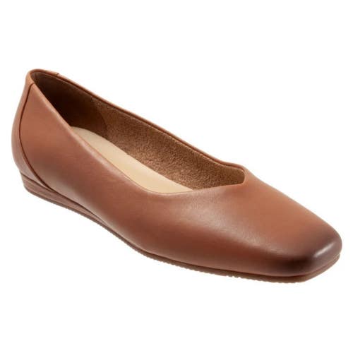 SoftWalk Vellore Ballet Flat Women's US 9.5 2E Tan Leather Square Toe HTAT1769